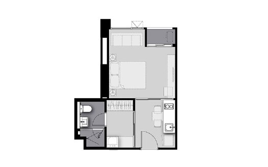 Condominium floor plan, 1 room in Life Sathorn Sierra
 No. 11015 (2D)