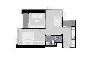 Condominium floor plan, 1 bedroom in Life Sathorn Sierra
 No. 11017