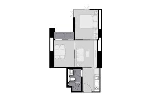 Condominium floor plan, 1 bedroom in Life Sathorn Sierra
 No. 11018