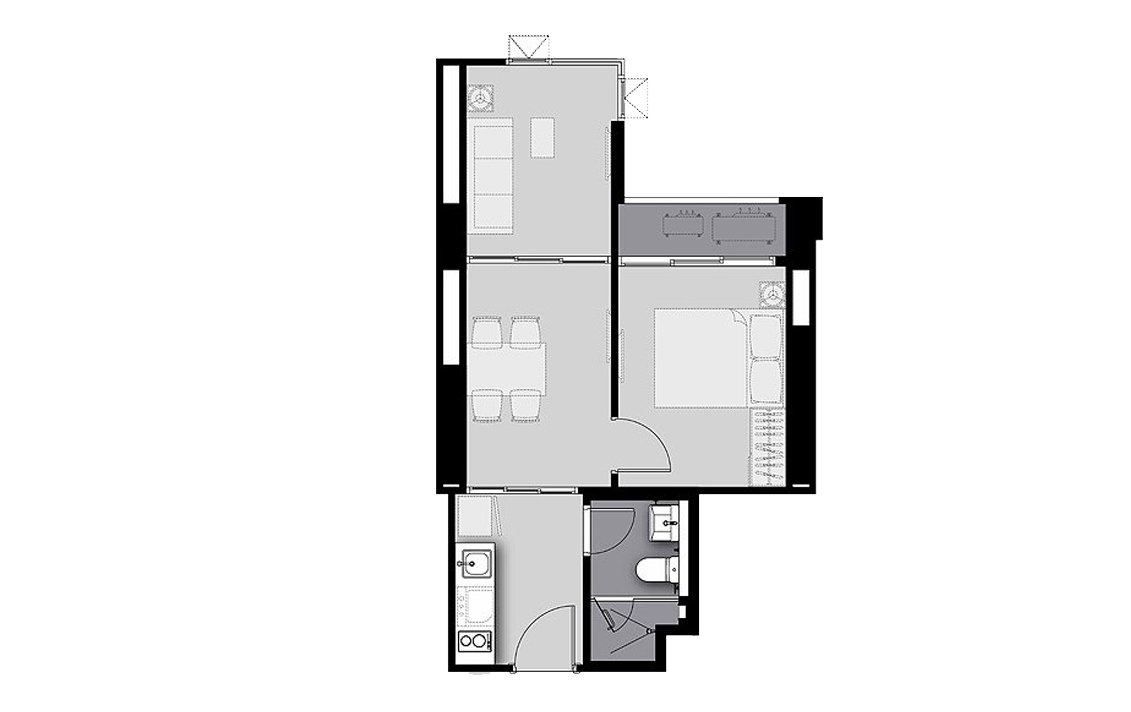 Condominium floor plan, 1 bedroom in Life Sathorn Sierra
 No. 11020