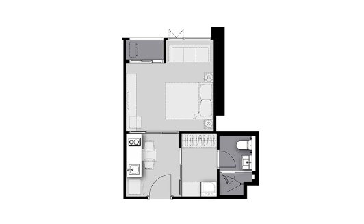 Condominium floor plan, 1 room in Life Sathorn Sierra
 No. 11016 (2D)