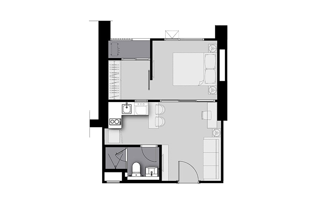 Condominium floor plan, 1 bedroom in Life Sathorn Sierra
 No. 11021