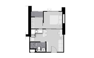 Condominium floor plan, 1 bedroom in Life Sathorn Sierra
 No. 11021