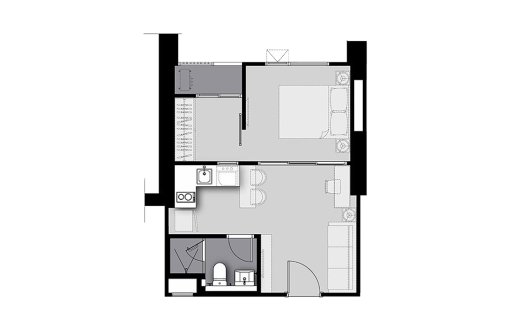 Condominium floor plan, 1 bedroom in Life Sathorn Sierra
 No. 11021 (2D)