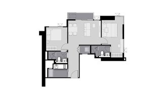Condominium floor plan, 2 bedrooms in Life Sathorn Sierra
 No. 11023